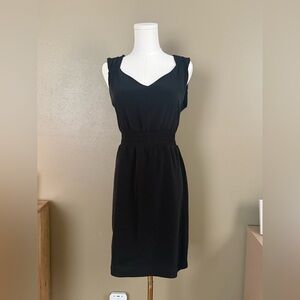 Banana Republic Black Sleeveless Midi Dress with Smocked Waist